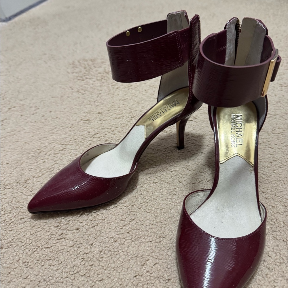 Michael Kors Burgundy Ankle Strap Heels - Picture 3 of 6